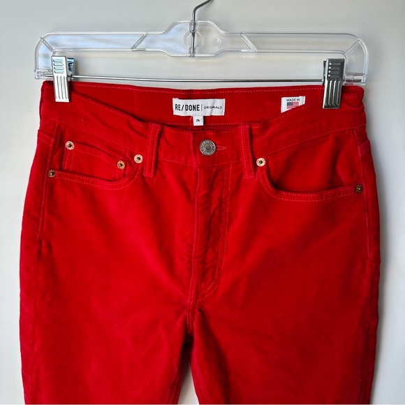 Re/Done Originals Revolve Red Velvet Crop Kick Flare Pants - Picture 4 of 8
